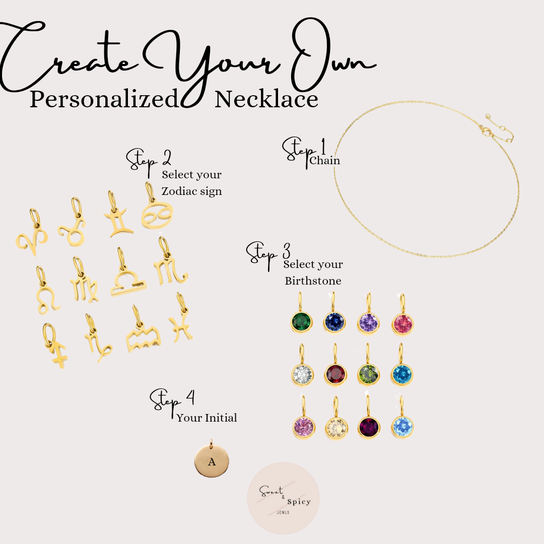 Custom birthstone and horoscope necklace