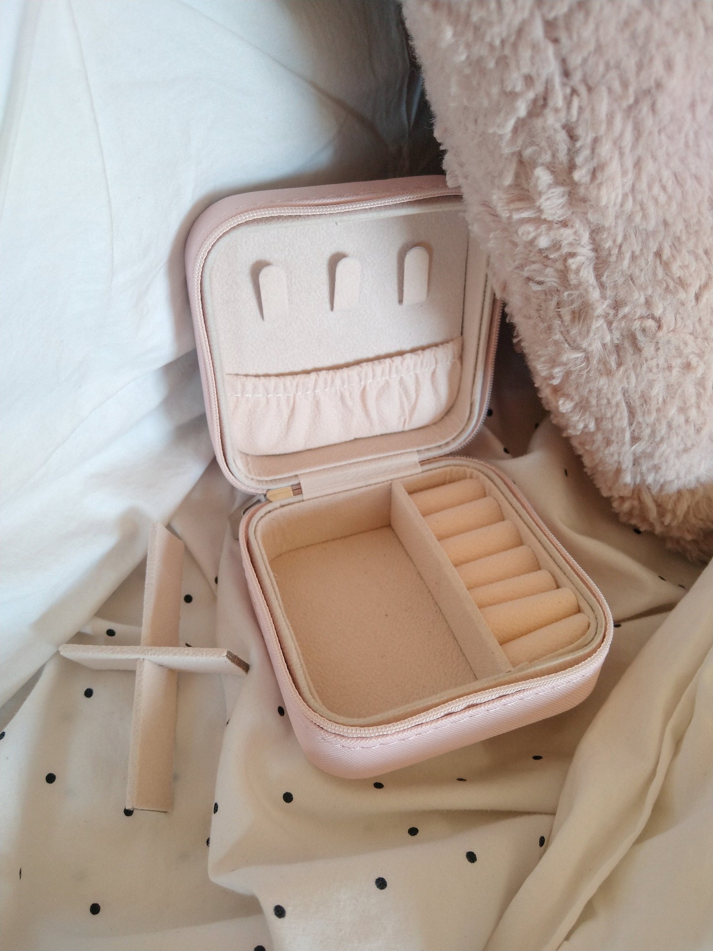 Inside of jewellery case showing all the compartments