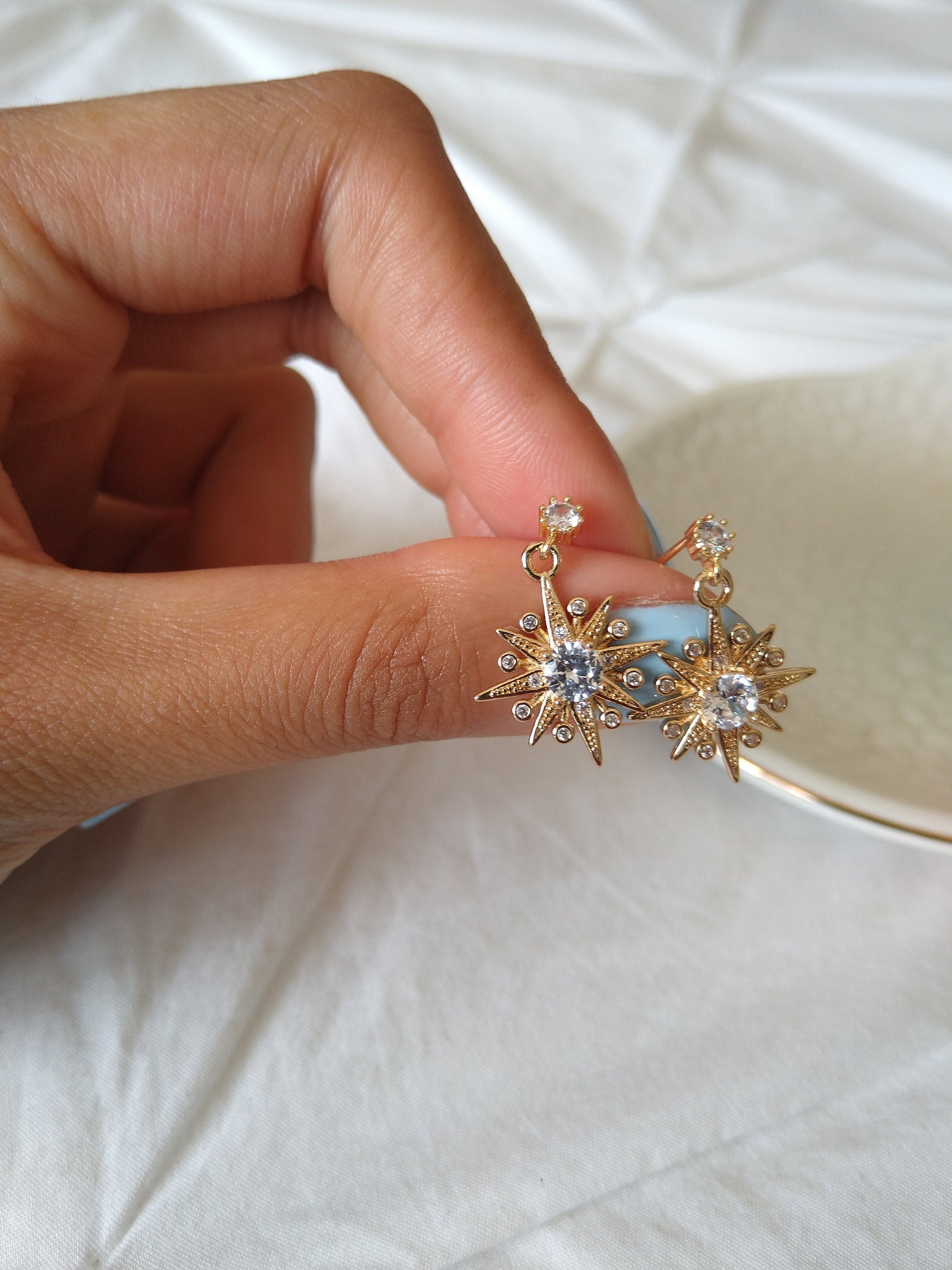 Enchanted- Real Gold Plated Stud, Zircon Earring Stud, Crystal Stud with Loop,Nickel Lead Free