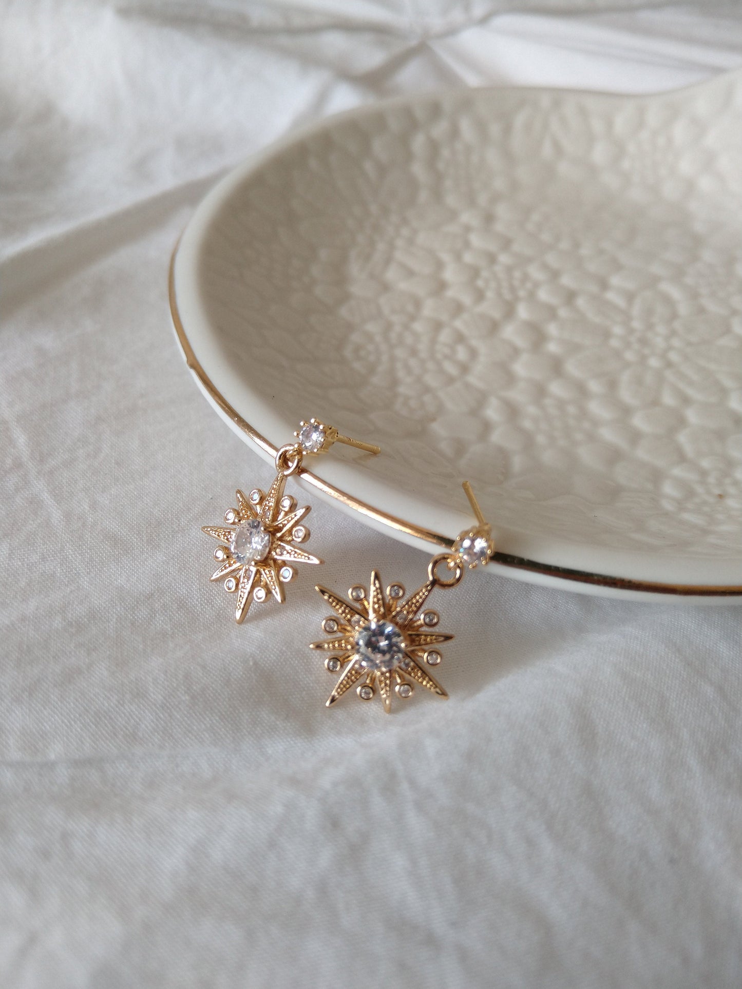 Enchanted- Real Gold Plated Stud, Zircon Earring Stud, Crystal Stud with Loop,Nickel Lead Free