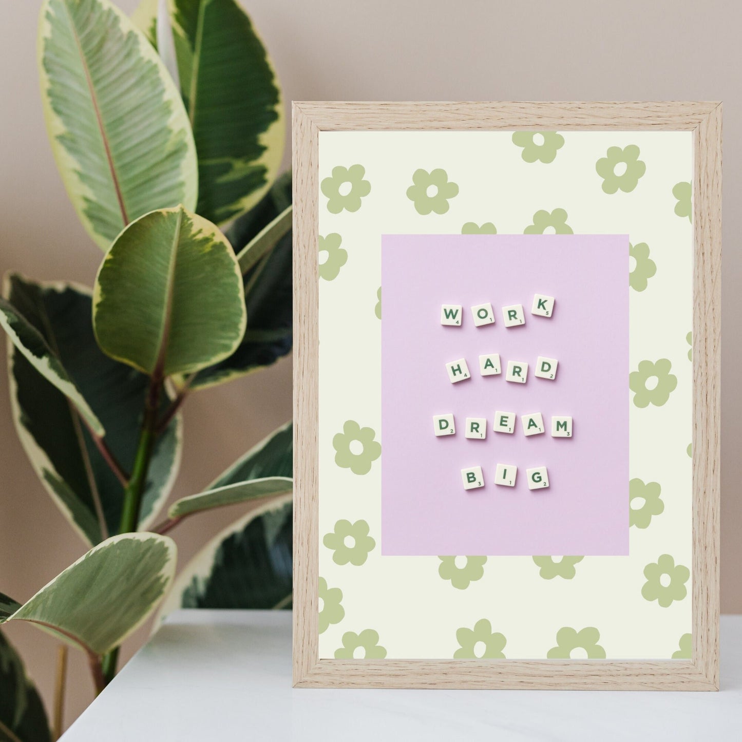 Work Hard Dream Big - Trendy Aesthetic Wall Art, Wall Print, Digital Download Print, Wall Decor, Inspirational Quote