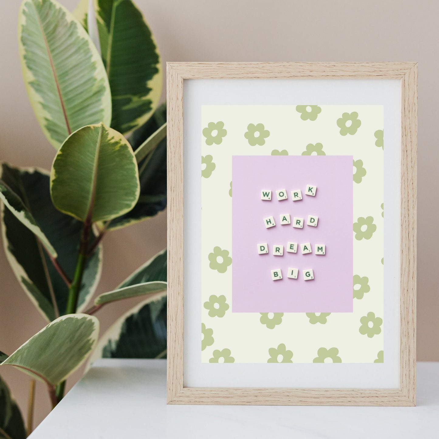 Work Hard Dream Big - Trendy Aesthetic Wall Art, Wall Print, Digital Download Print, Wall Decor, Inspirational Quote