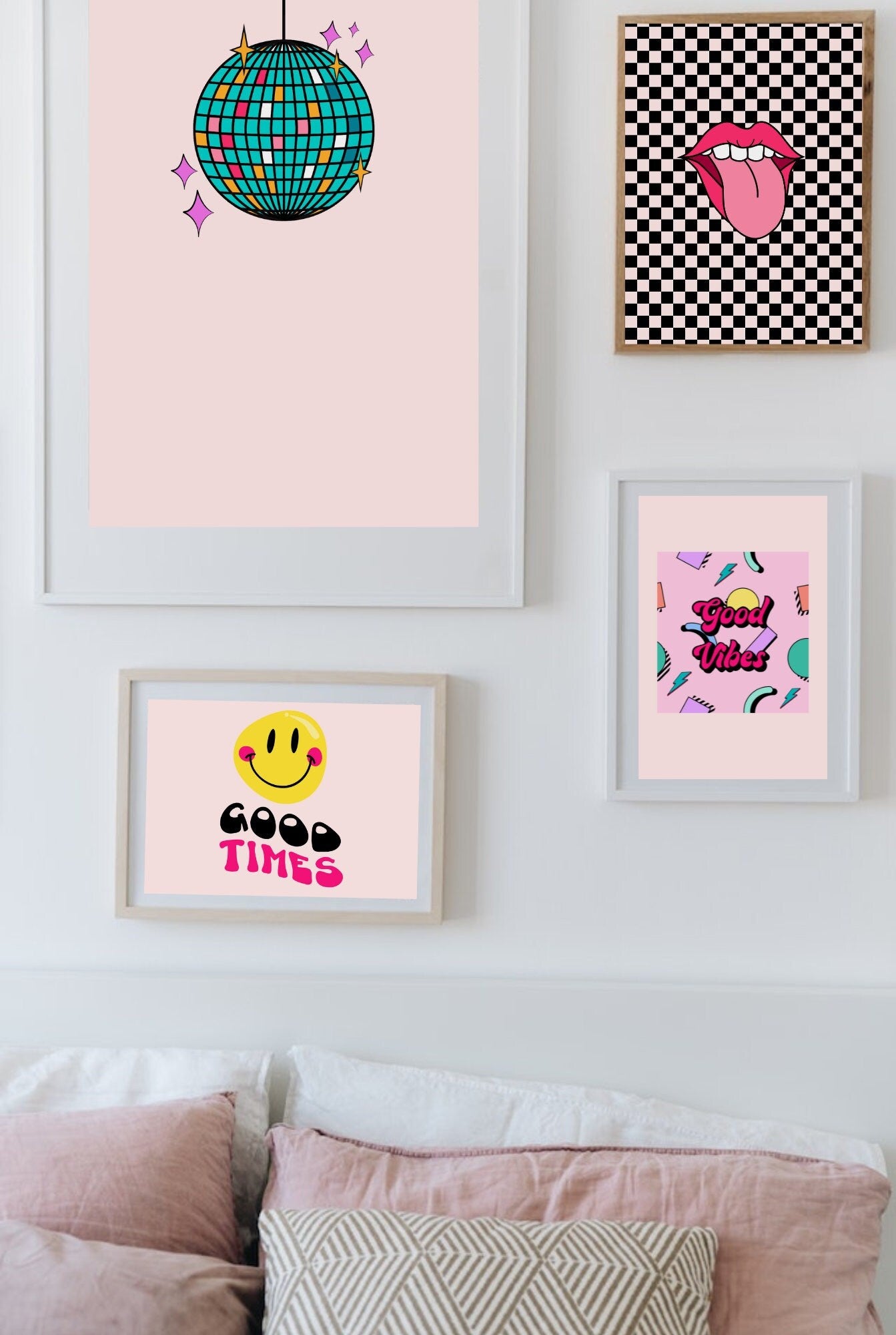 Tongue sticking out of mouth print, 90's retro print Digital print, downloadable print, Wall Art Print, Digital Download, pop art