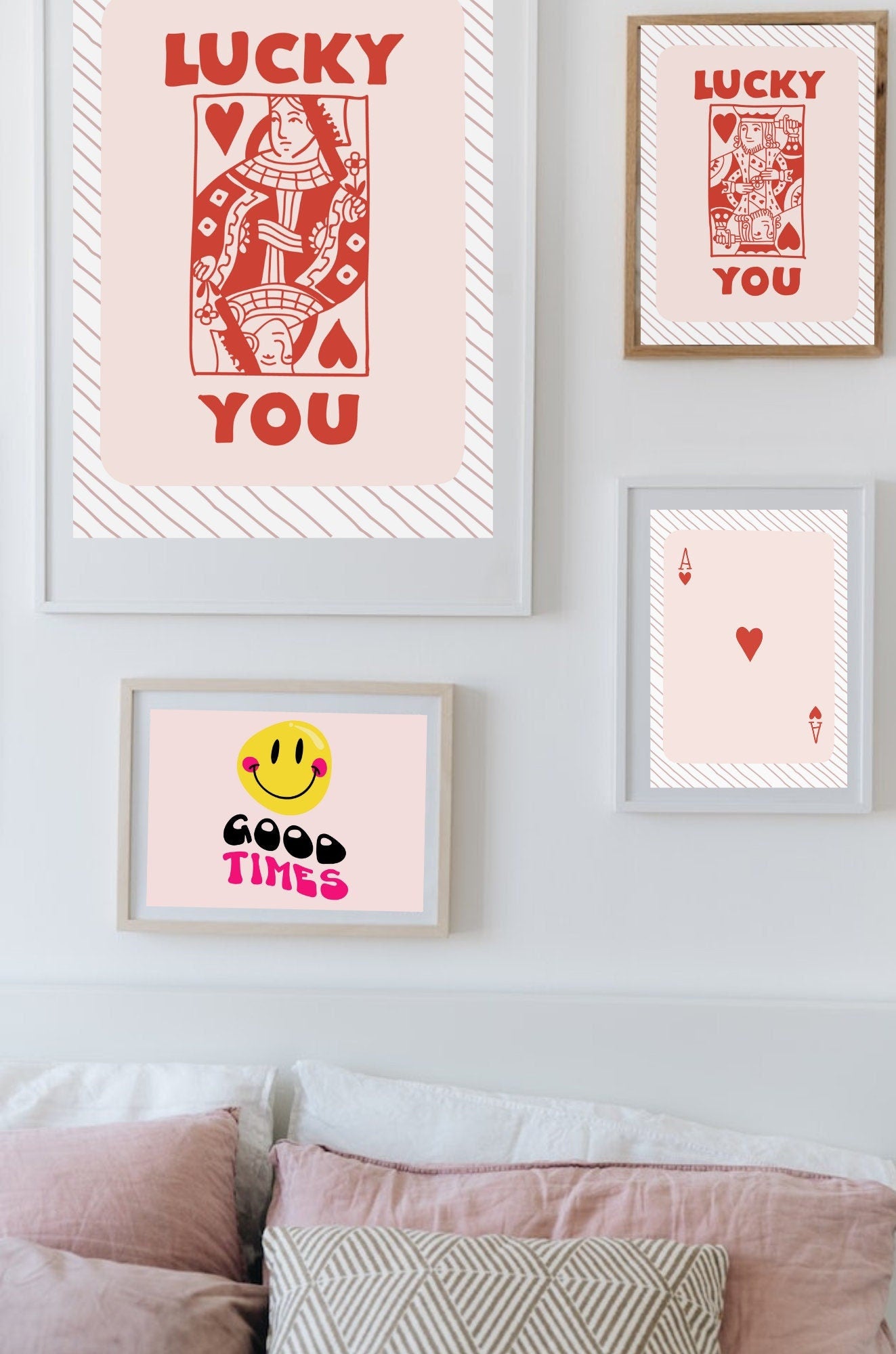 Luck you - King - Retro Trendy Aesthetic Wall Art, Wall Print, Digital Download Print, Wall Decor, King of Hearts, Lucky You Card