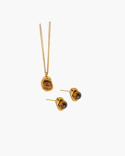 Tiger Eye Set - necklace and earrings