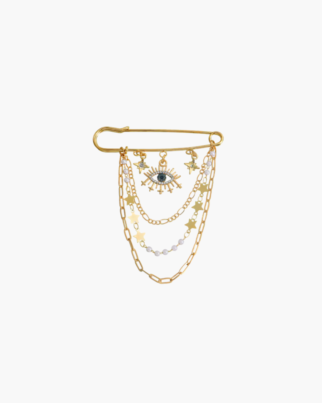 Safety Pin Evil Eye Brooch