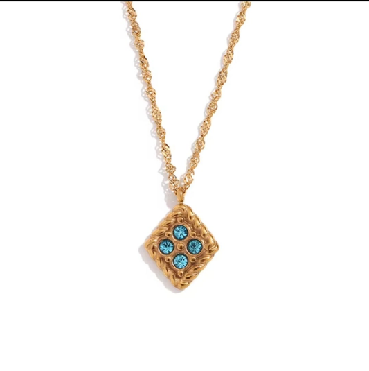 Turquoise and gold dainty pendant necklace 