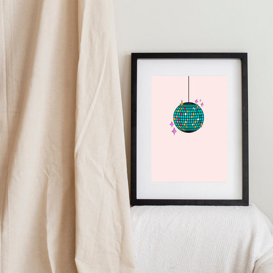 Disco-ball 90s Art - Digital print, downloadable print, Wall Art Print, Digital Download, pop art